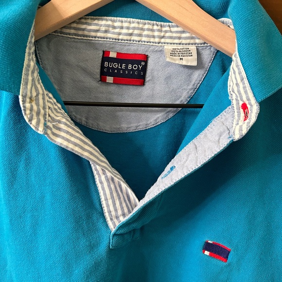 VTG 90s Unisex Bright Blue Polo shirt by Bugle Boy. Size M.Gently worn condition - Picture 8 of 9